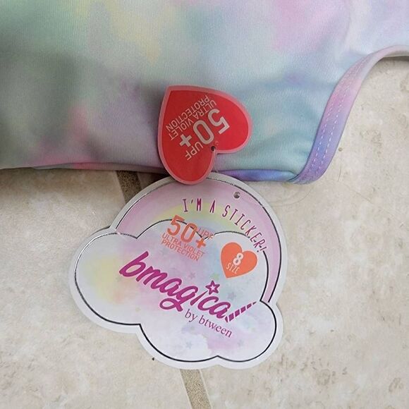 Bmagical UPF Rainbow Mermaid Hair Don't Care Girls Swim Suit 2 Piece Set 8 - Picture 8 of 9